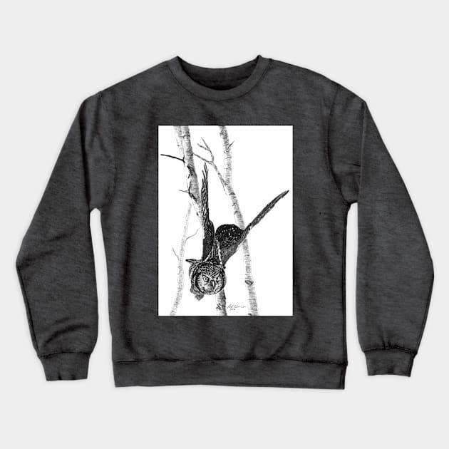 Owl Flight through the Trees Mug,coffee mug,t-shirt,sticker,tote,bag,apparel,magnet,pin,hoodie,pillow Crewneck Sweatshirt by All Thumbs